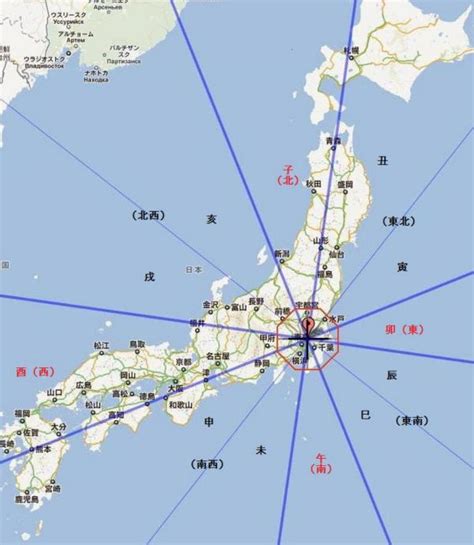 東北東 方位|地図上で都道府県（都道府県庁）間の距離、方角・方位を調べる。